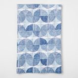 White and Blue Geometric Dish Towel