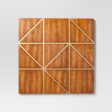 Wood and Gold Geometric Wall Sculpture
